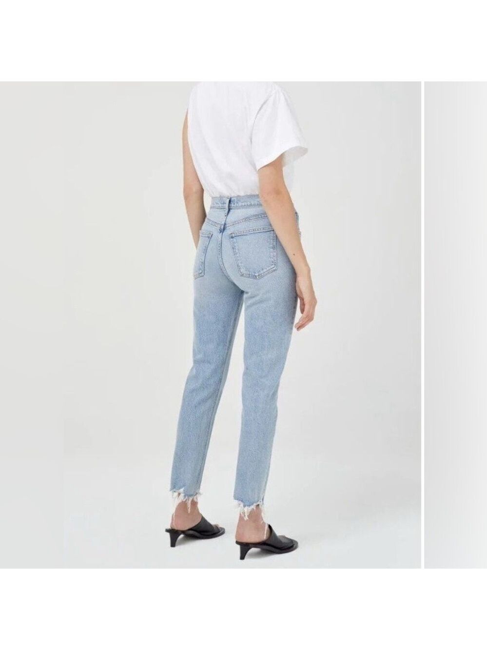 Agolde Jeans “Merrel” 25 Blue Slim Straight Leg Raw Hem Mid Rise Womens - Picture 12 of 12